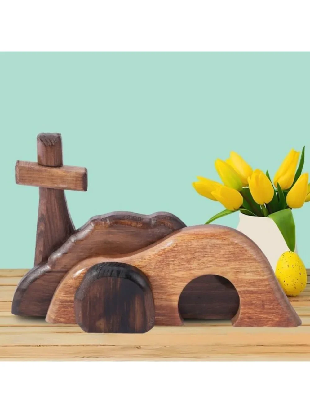 Easter Decoration Set - Wooden Cross, Empty Tomb Display, Nativity Scene Gift